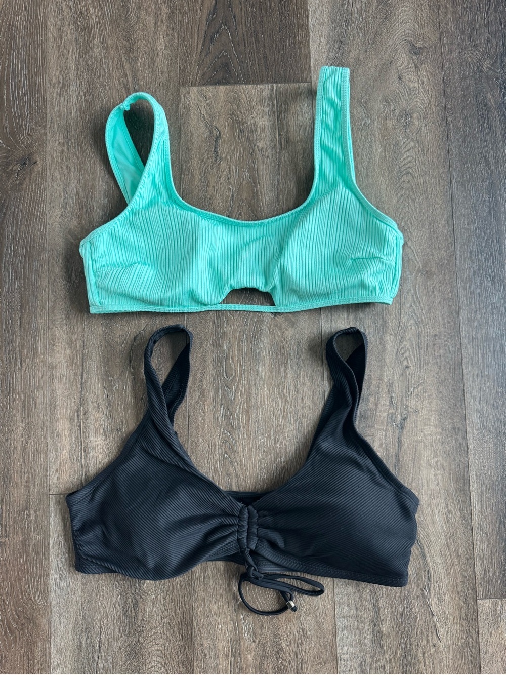 Time and Tru Black Swim Top - Stretch Nylon Blend